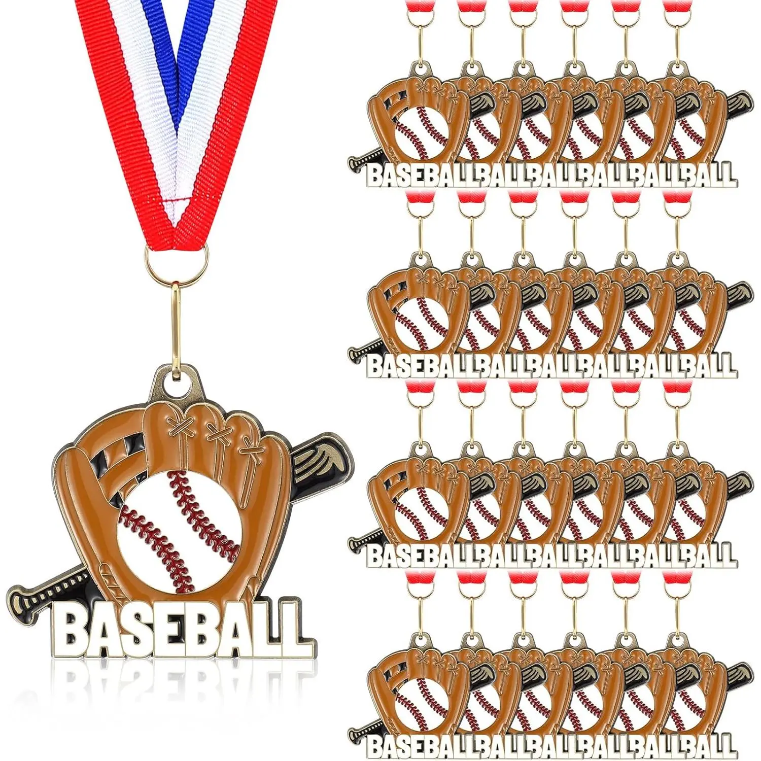 24/48 Pcs Award Medals Bulk  Medals Bulk with  Ribbons 2 Inch Metal Award Trophies for  Party Team Tournaments Match Participation Winner Prizes
