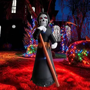Halloween inflatable decorations, Spooky Death God outdoor Halloween decorations with LED lights. Perfect for Halloween parties, festivals, and decorating indoor or outdoor gardens, lawns, and patios
