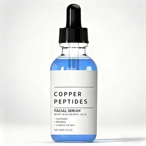 Copper Peptide Facial Moisturizing Serum with Hyaluronic Acid, 30ML Hydrating Firming Smooth Brightening Essence, Suitable for All Skin Types
