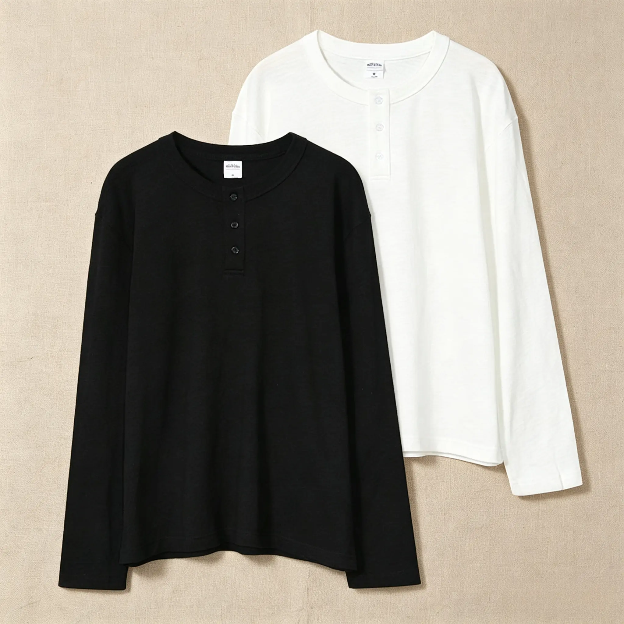 1/2 Pack Men's Relaxed-Fit Solid Henley Long-Sleeve Tee with Button-Placket Neckline, Designed as Versatile Men's T Shirts and Long Sleeve Tops for Everyday Casual Layering.