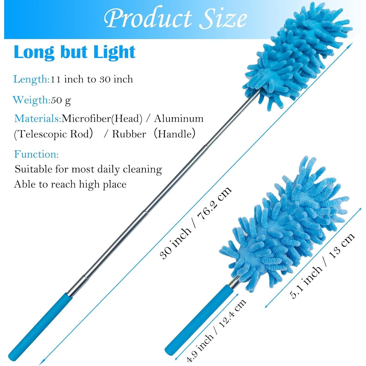 3 Pack Retractable Long-Reach Washable Duster for Cleaning, Microfiber Hand Duster Brush with Telescoping Pole for Cleaning , Window, Furniture, Office