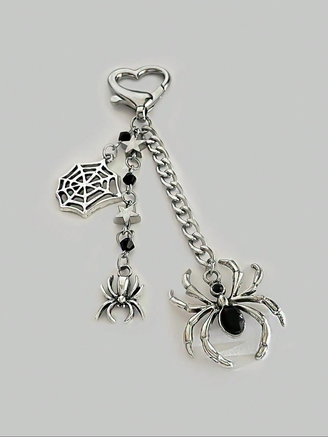 Cute Gothic Style Spider Web Design Keychain, Gothic Cross Keychain for Women & Men, Fashion Accessories for Daily Use, Halloween Gift