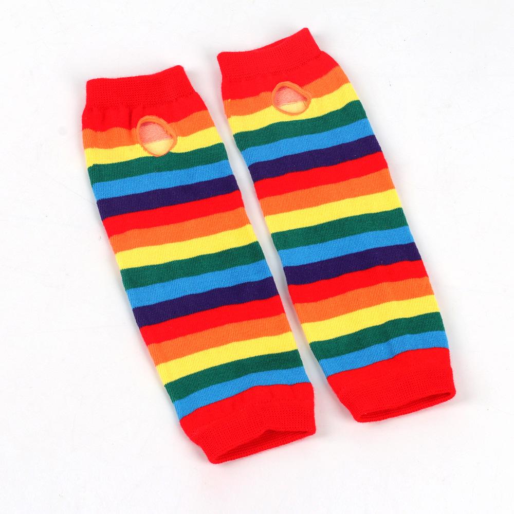 Rainbow Knitted Gloves Colorful Striped Long Sleeves Soft Stretchy Warm Handwear LGBTQ+ Pride Month Essential Vibrant Striped Knit Mitts for European & American Pride Parade Music Festival Holiday Party Cosplay Daily Casual Wear Lightweight Durable Fashio