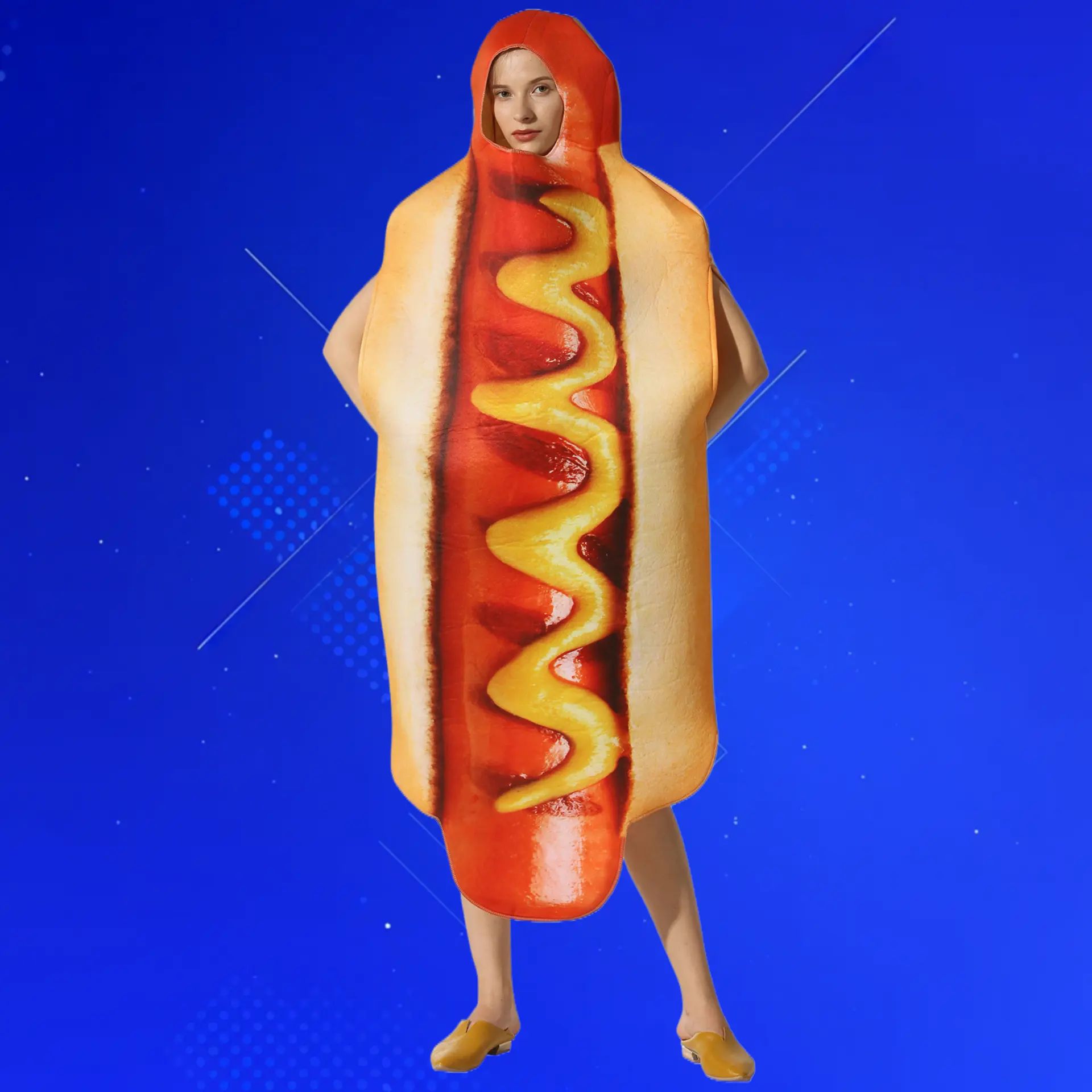 Hot Dog Shape One Piece Cosplay Outfit Funny Costume For Halloween Party Stage Performance
