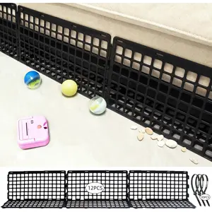 12 Pcs Adjustable Under Couch and Bed Blocker Plastic Furniture Barriers with 30 Ties Black for Dogs Pets Cats (Style 1)