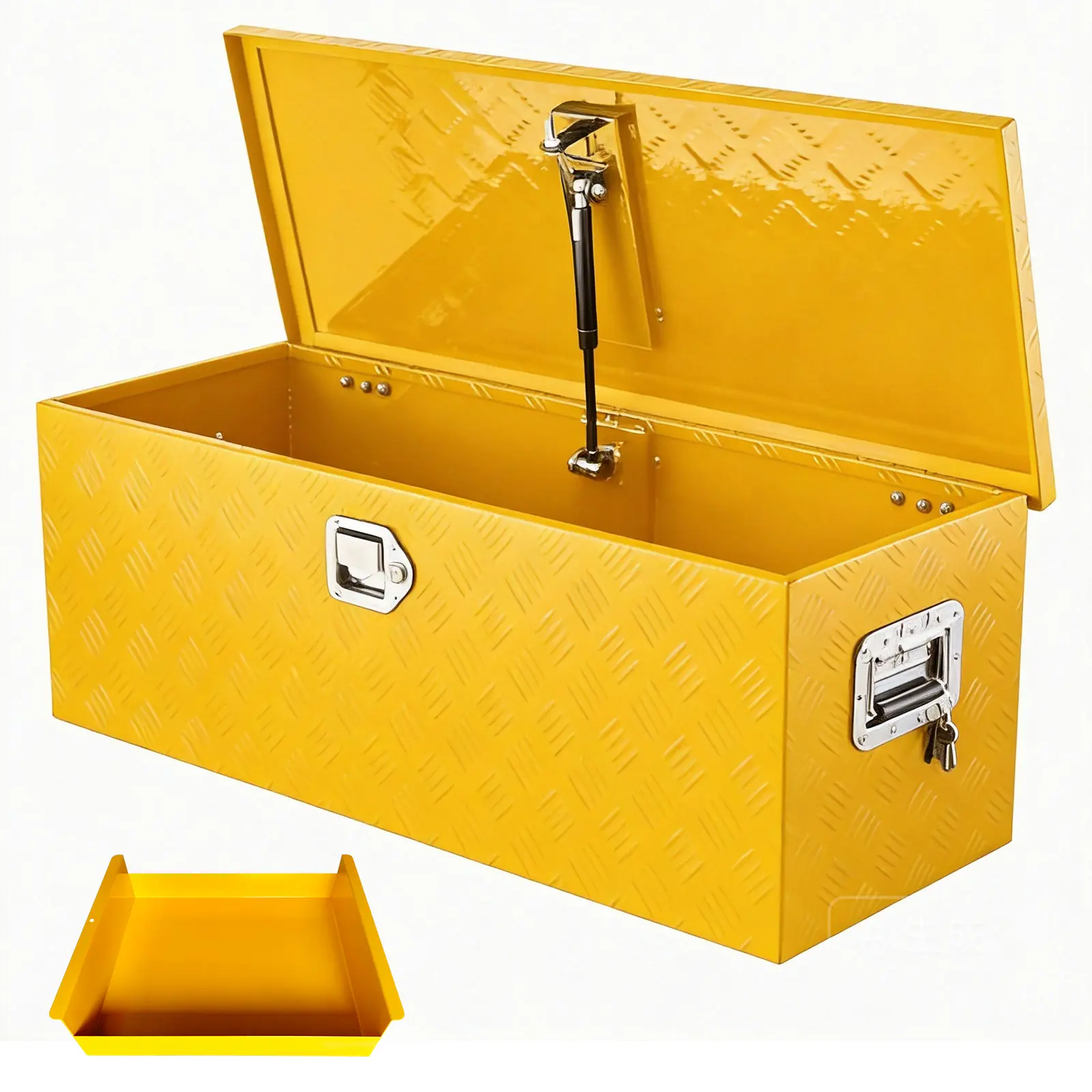 Heavy Duty Aluminum Tool Box – 3 Sizes: 36", 30" & 34.5" – Diamond Plate, Weatherproof – Lockable with Sliding Tray – for Trucks/RVs/Trailers