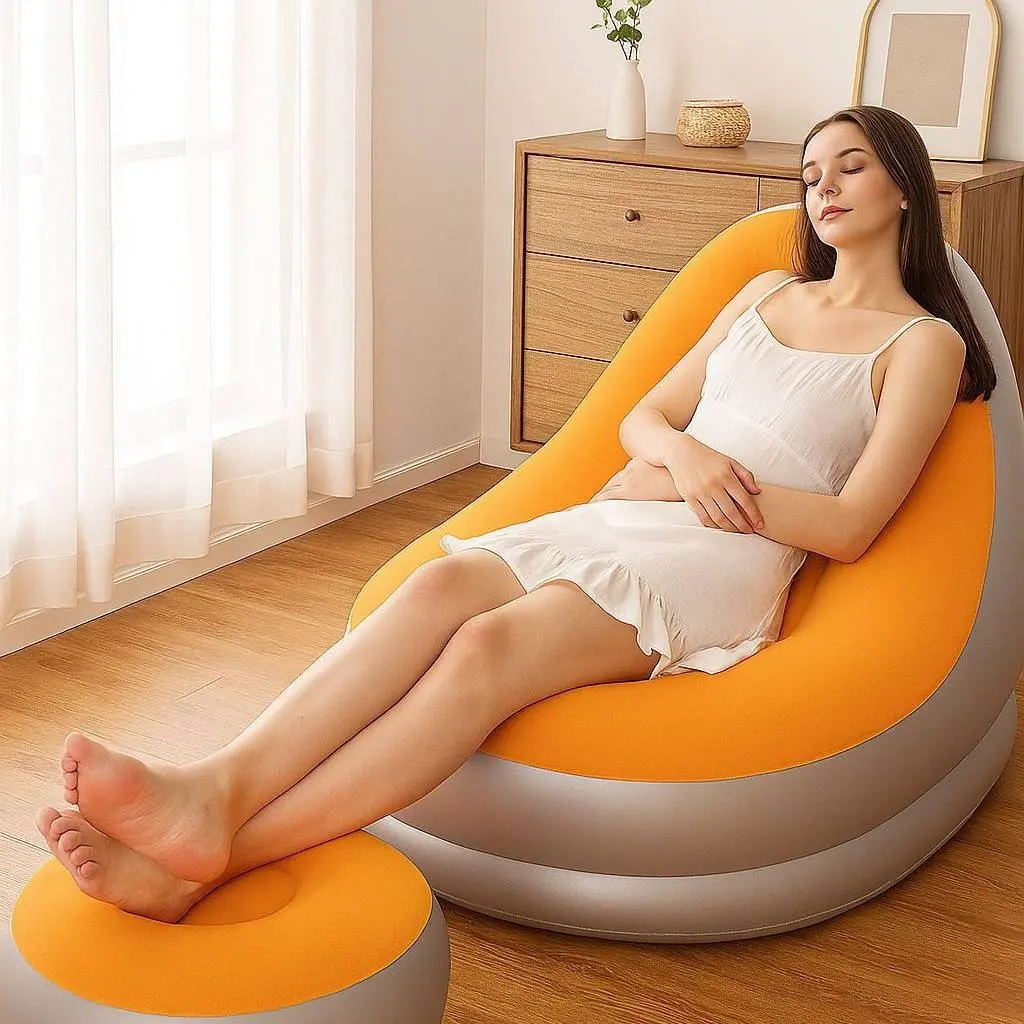 Extra Large Inflatable Sofa Chair, PVC Material, Portable Foldable, Ergonomic Design, Suitable for All Seasons, Home, Outdoor, Office