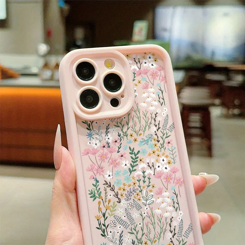 Phone Case - The Product Is a 2D Image, Not a 3D Image. Pink Floral Pattern TPU Anti-Drop Full Coverage Precise Protection Case Suitable for Apple Iphone 6/7/8/X/Xs/Xr/Xs Max/11/12/13/14/15/16Pro Max Ideal As a Birthday And Christmas Gift for Couple