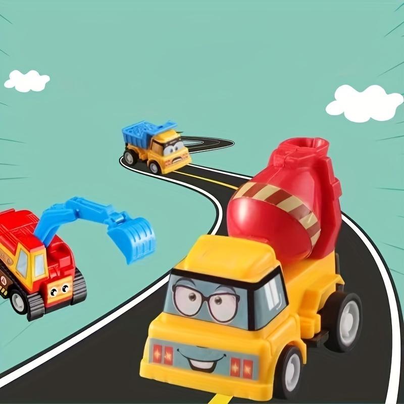 10pcs Kids Pull Back Car Toy Set Durable Plastic Construction Trucks and Cars with Cute Friendly Faces Easy Pull Back Action Assorted Colors Toy Vehicles for Girls Perfect Birthday and Christmas Gift Car Toy Set