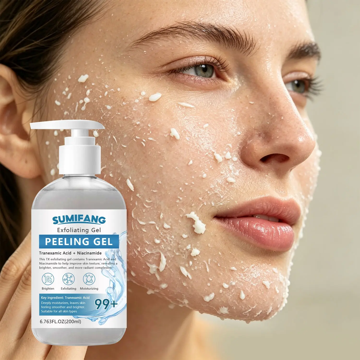 Niacinamide Exfoliating Gel 200ML, Enriched with Tranexamic Acid, Niacinamide, Hyaluronic Acid, Deep Moisture, Brightening, Smooths Skin Texture, All Skin Types