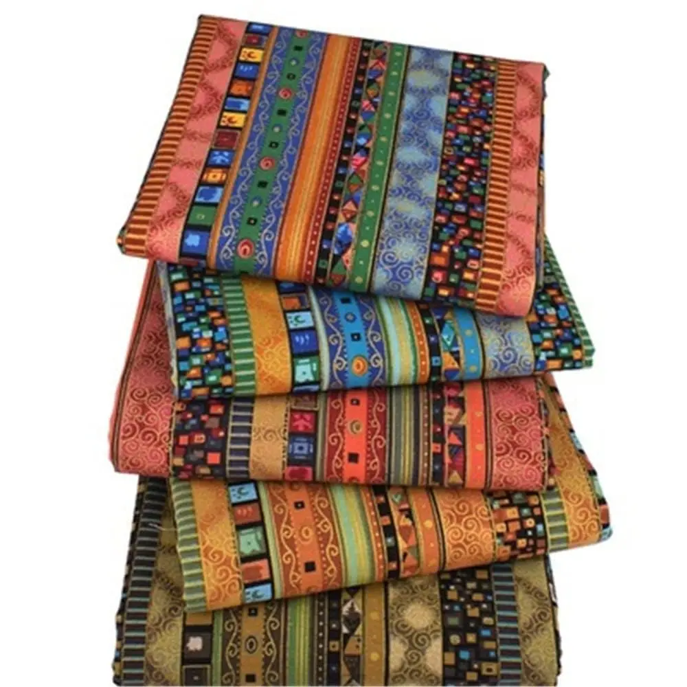 GAOMON Soft Breathable Cotton Fabric Squares Bundle Pack - Assorted Ethnic, Striped Patterns for Sewing, DIY Projects, Home Crafts - Multiple Sizes Available