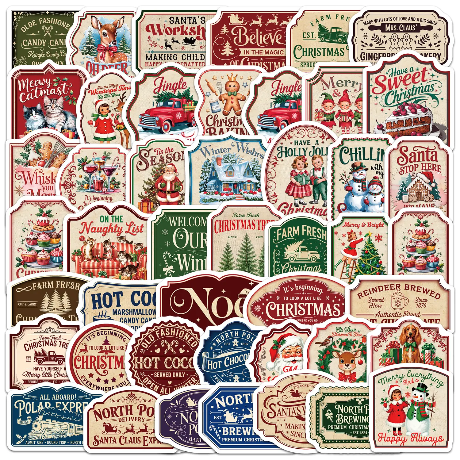 50pcs Christmas Stickers, Office Stickers, Decals, Suitable for Scrapbooks, Diaries, Laptops, Water Bottles, Cars, Etc. These Faith-based Designs Offer Positive Messages As Gifts.