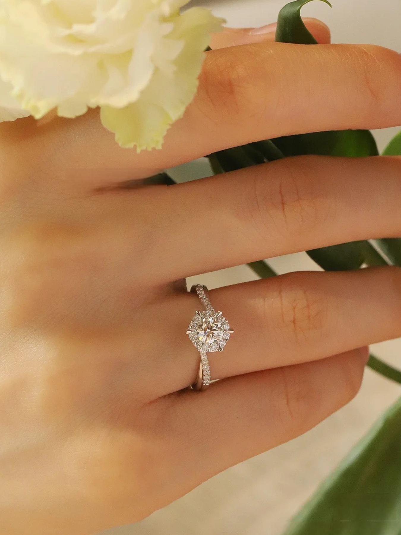 S925 Sterling Silver Synthetic Moissanite Design Ring, Luxury Engagement Ring, Engagement Wedding Rings, Perfect Holiday Gift for Women