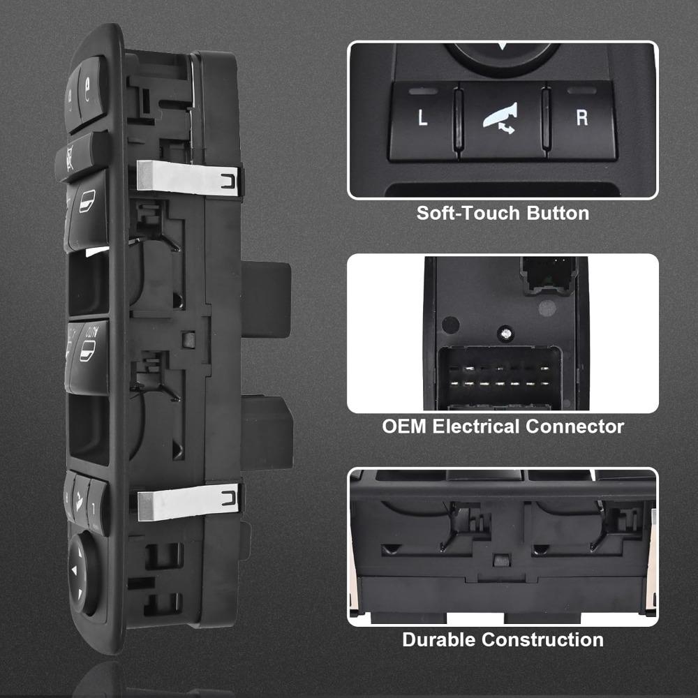 Driver Side Master Power Window Switch 9 Pins + 3Pins Compatible With 2012-2015,17-19 Dodge Grand Caravan,2013-2015 Ram 1500,2500,2015 Ram 3500,2012-2015 Town&Country Replaces# 68110867AB 68110867AA