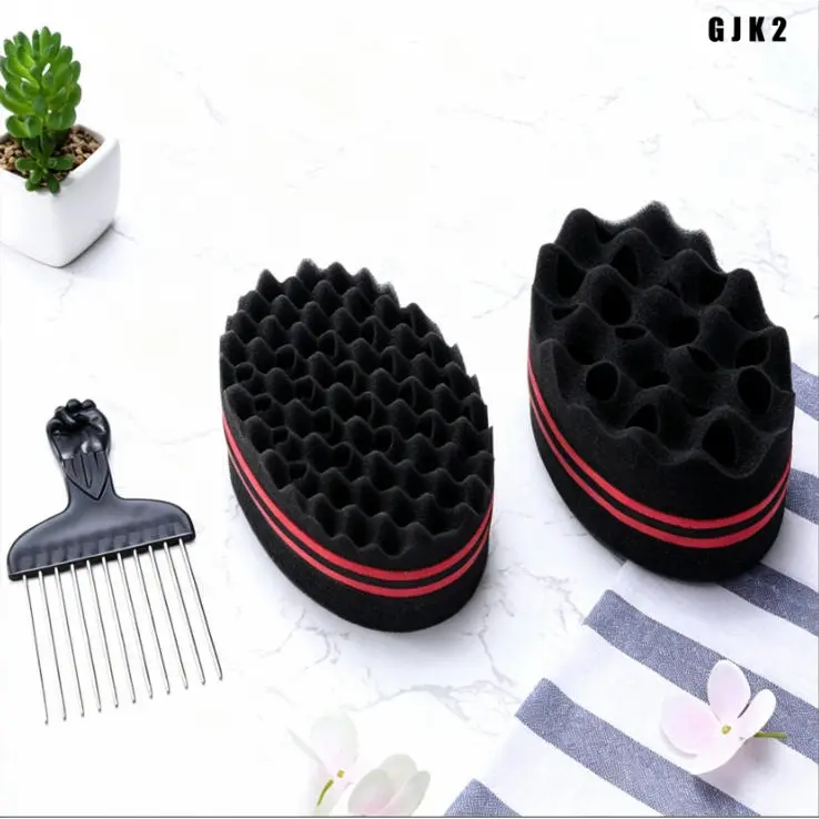 Dreadlock Sponge Twist Tool Set, Hole‑Style Hair Sponge with Metal Pick Comb, Dread Hair Styling Tool