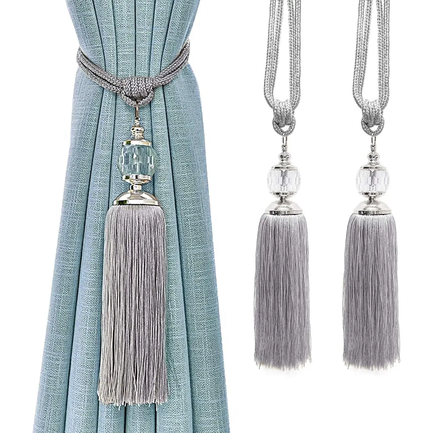 Curtain Tiebacks Rope Tassel TieBacks Curtain Holdbacks  for Drapes Decorative Drapery  Holdback Tie Backs  Curtain Holder 2 Pack