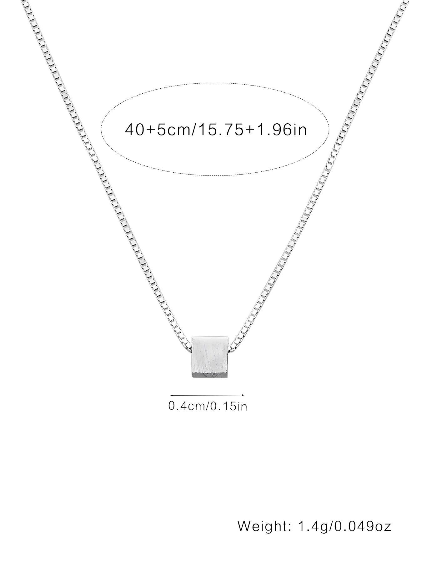 S925 Sterling Silver Simple Square Pendant Necklace for Women, Fashion Jewelry for Party, Daily Clothing Decor, Trendy All-match & Exquisite Jewelry for Birthday Gift, Square Shaped Pendant, Elegant Necklace, Minimalist Necklaces