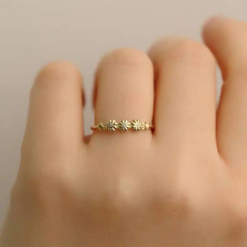 Daisy Flower Forest Ring | Simple Fresh Style Gold Band | New Arrival