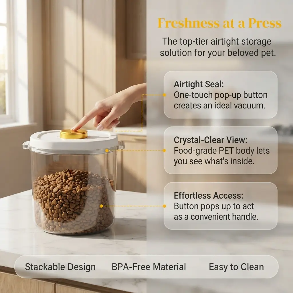 Cat food storage container, dog food sealed container, pet food storage container, sealed storage household food container
