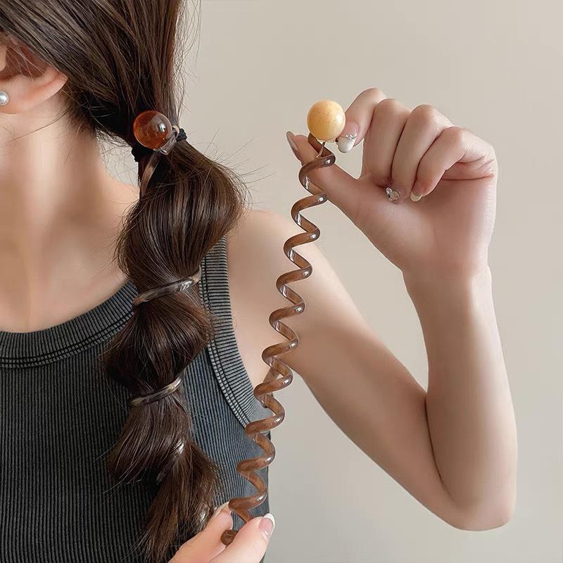 Elegant Vintage Ball Spiral Hair Ties, No Crease Coil Hair Bands for Bubble Braid, Ponytail & Braided Hairstyles, Minimalist Hair Ropes for Daily Wear