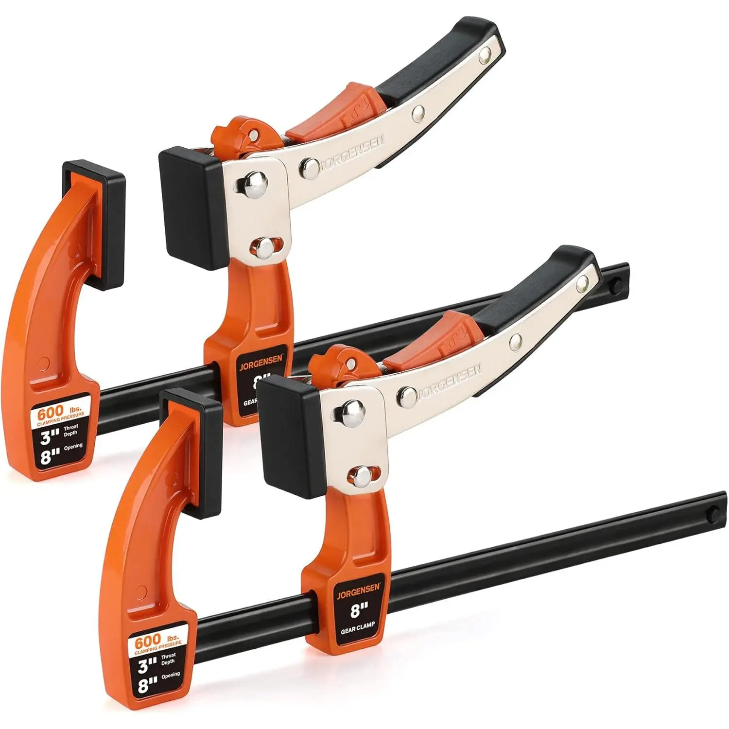 8-inch Bar Clamp Set, Ratcheting Bar Clamp  Woodworking, Quick Release Gear Clamp with 600 lbs Load Limit - 2 Pack