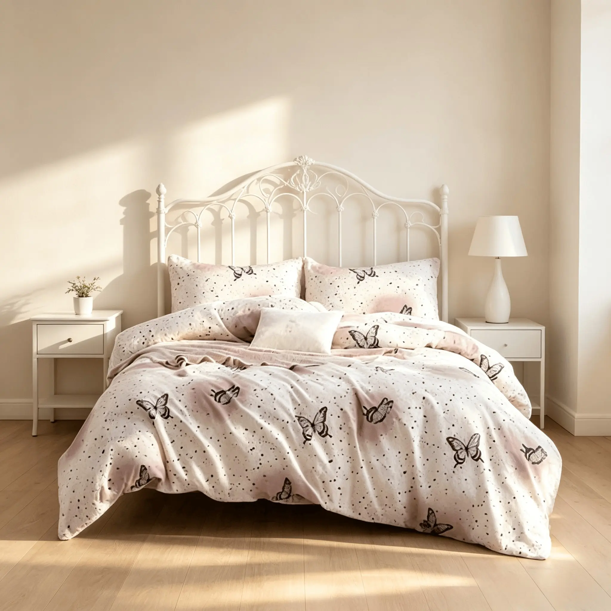 3-Piece Butterfly Floral Printed Duvet Cover Bedding Set, Soft Breathable Bedding, 1 Duvet Cover + 2 Pillowcases, No Comforter or Pillow Inserts, Bedroom Decoration