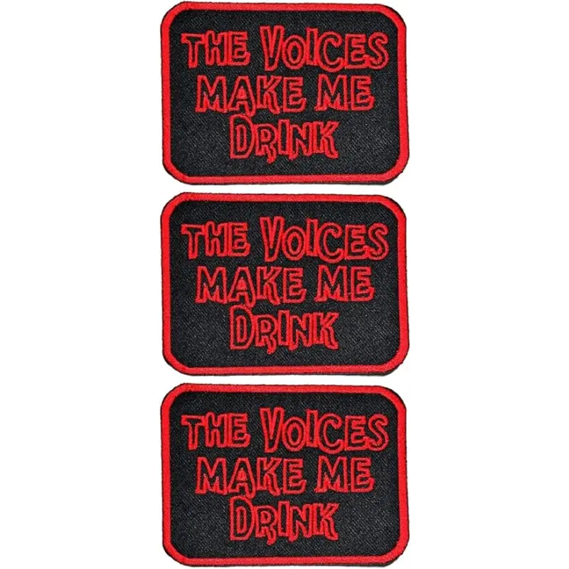 3PCS Funny Biker Slogan Patch, Red Black Embroidered Iron-On Applique, Motorcycle Style DIY Patch for Jackets, Vests and Bags