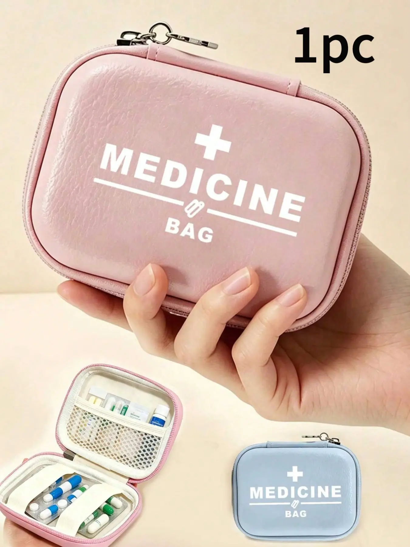 Portable Medicine Organizer Bag, Travel Essential, Holds Medicines, Cosmetics, Phone, Daily Use, Outdoor, Easy Carry, 1pc