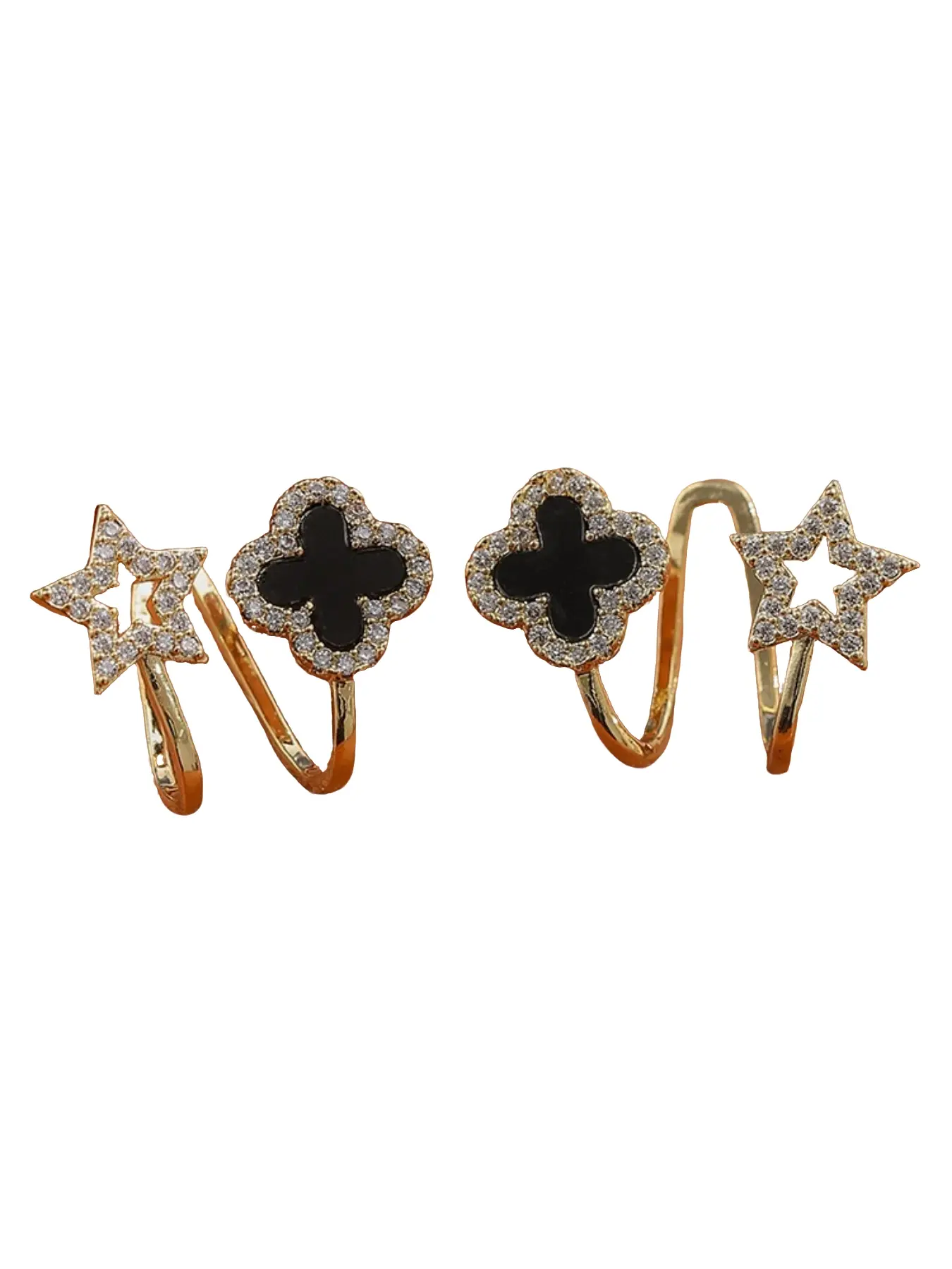 Fashion Clover Star Rhinestone Stud Earrings, Elegant Jewelry, Floral Pattern, Alloy Material, All Seasons, Perfect Gift for Parties