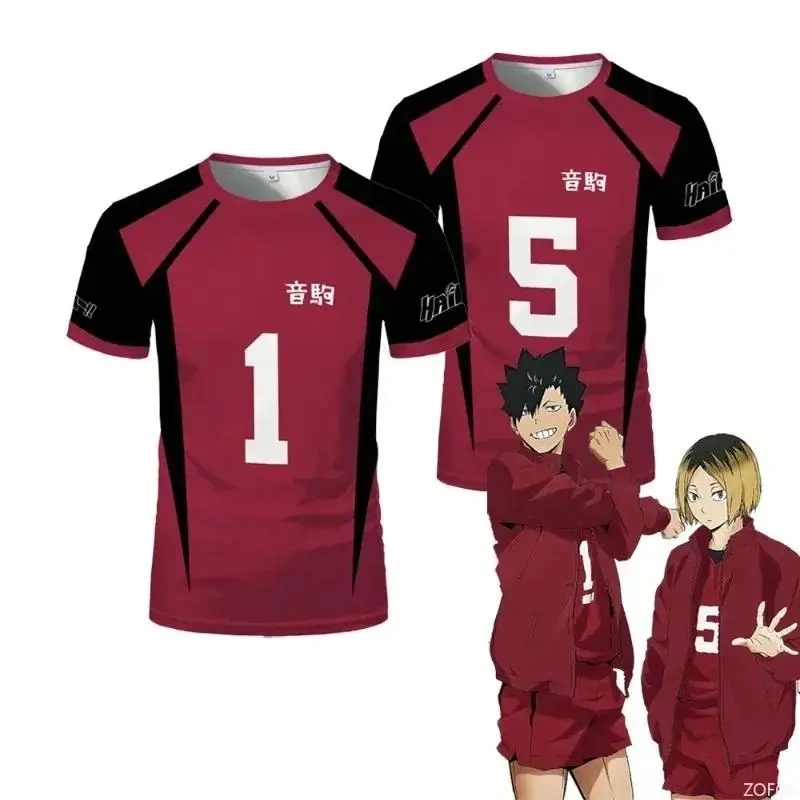 Anime Jersey Uniform T-shirt Role-playing Costume High School Volleyball Club Men's Sportswear T-shirt