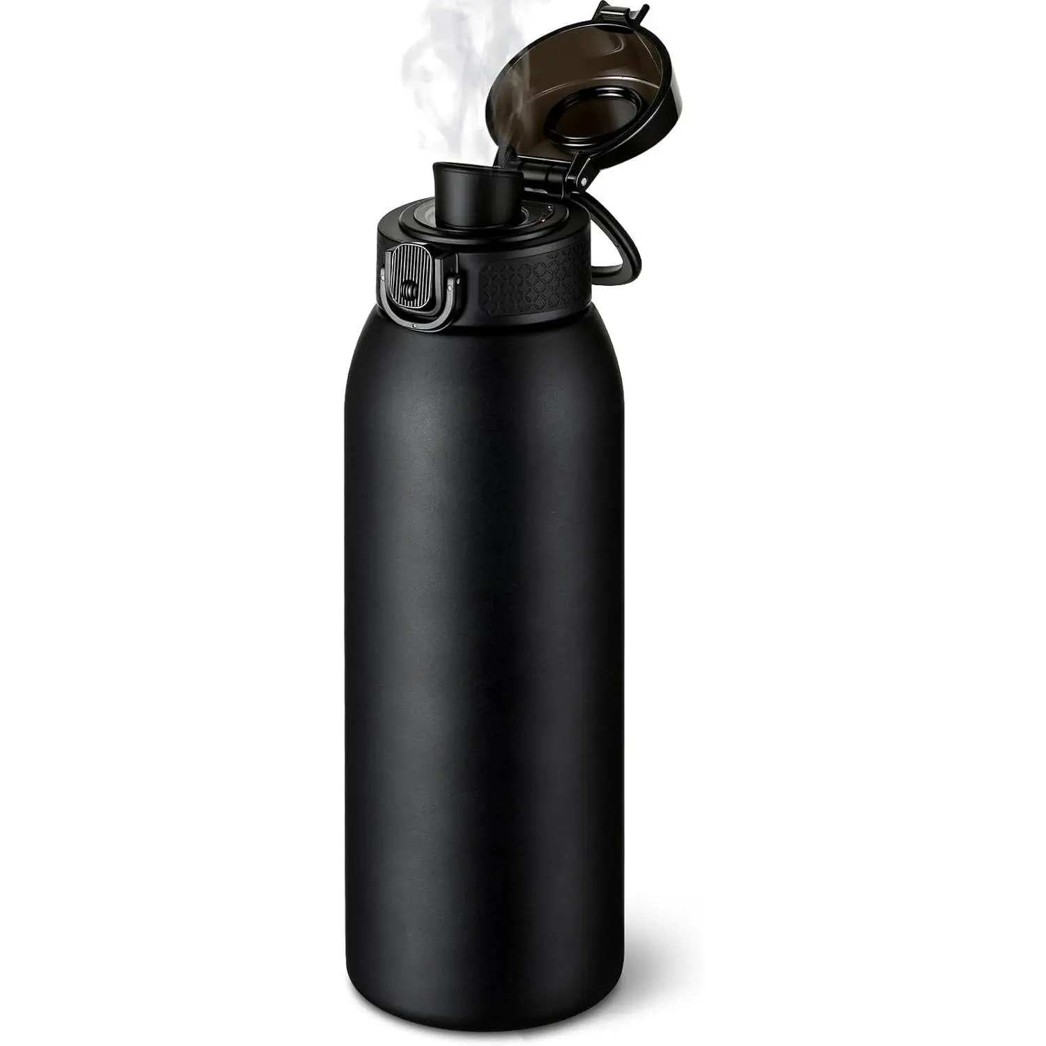 24 oz Insulated Stainless Steel Water Bottle with Dustproof Lid, Carry Handle & Tea Infuser, BPA-Free Leakproof for Fitness, Hiking, Office & Outdoor - BlackGift