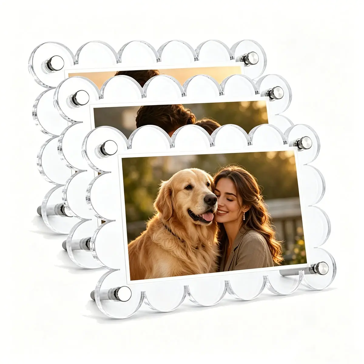 8x5in Acrylic Frame Set of 3, Clear Double-Sided DIY Photo Display, Transparent Square Picture Frames, Desktop Gift for Stamps & Photos
