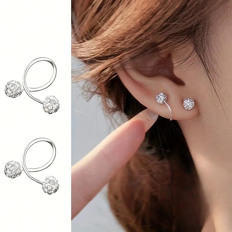 Women's Fashion Earrings Inlaid with Artificial Zircon Irregular Shape Earrings