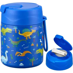 17oz Soup Thermo for Hot  ,Insulated  Jar with Spoon,Thermo Hot  Lunch Container,Wide Mouth Leakproof Stainless Steel Lunch Box for School-Dinosaur