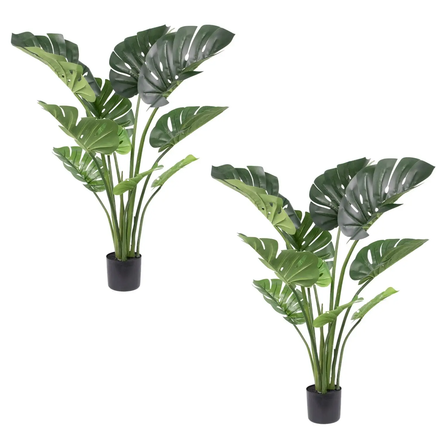 Decorative Artificial Monstera Deliciosa Tree - Faux Swiss Cheese Plant with Pot, Lifelike Tropical Greenery for Home Living Room, Office Indoor/Outdoor Decor, 1Pcs 120Cm
