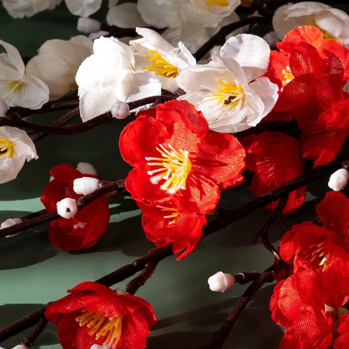 Chinese-style artificial plum blossom, faux flower, winter plum, peach blossom branches, wedding home desktop decoration, floral arrangement, dried flower bouquet