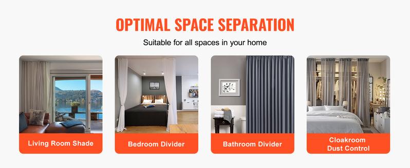 VEVOR Ceiling Curtain Track Set, 9.9 FT/3 Meter, Self Adhesive, No Drill Ceiling Track System for Curtains, Room Divider Curtain Track Ceiling Mounted for Living Room with Hooks and Hardware, White