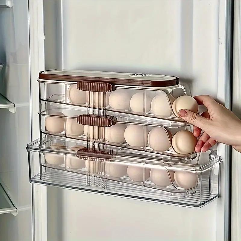 Automatic Egg Rack, Space-Saving Design, Stackable Fridge Organizer, Refrigerator Storage, 1/2/3 Layer Options, Durable PP+pet Material, Perfect for Refrigerator Organization