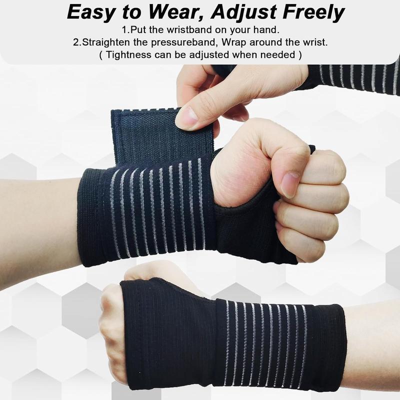 2-Pack Adjustable Wrist Support Braces for Carpal Tunnel, Arthritis, and Tendonitis Pain Relief – Compression Hand Wraps for Left and Right Hands, Breathable Elastic Health Care Bands for Daily Workouts and Sleep Healthcare Black