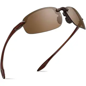 Sports Polarized Sunglasses for Men Women Tr90 Rimless Frame for Running Fishing Baseball Driving W8001