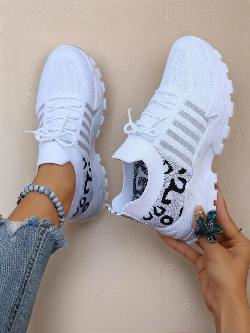 Women's Fashion Leopard Print Lace Up Low Top Sneakers, Casual Comfortable Sporty Running Shoes, Female All-match Round Toe Trending Fashionable Running Athletic Shoes for Daily Wear, Breathable Running Shoes, Workout Sneakers