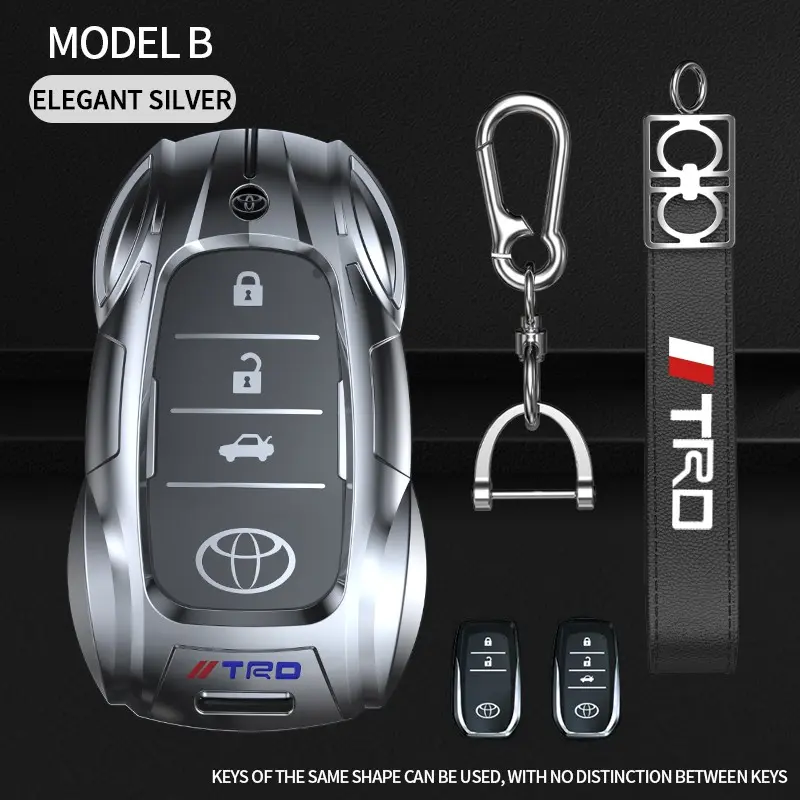 Toyota Car Key Cover for Camry Rav4 Corolla Cross Tacoma Grand Highlander Crown, Metal Key Protector, Stylish Remote Case, Keychain Accessory