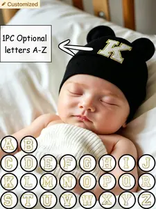 1PC All-season Newborn Letter Beanie, A-Z Letters Available, Soft Baby Head Wrap Hat, Ideal for Sleeping, Home, Photography & Outdoor Wear, Fits 0-3 Months