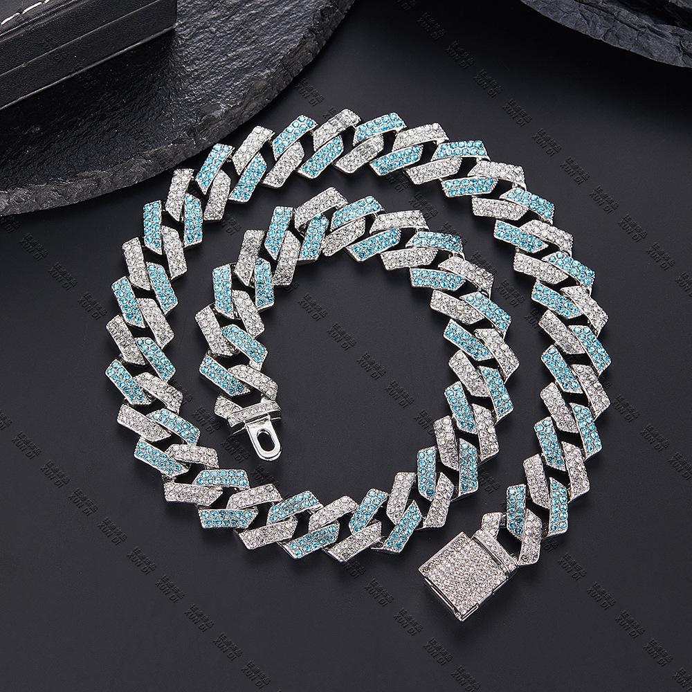 Classic Fashion Trend Men's Necklace 15mm Exaggerated Diamond Geometric Trendy Hip-hop Jewelry Large Gold Chain