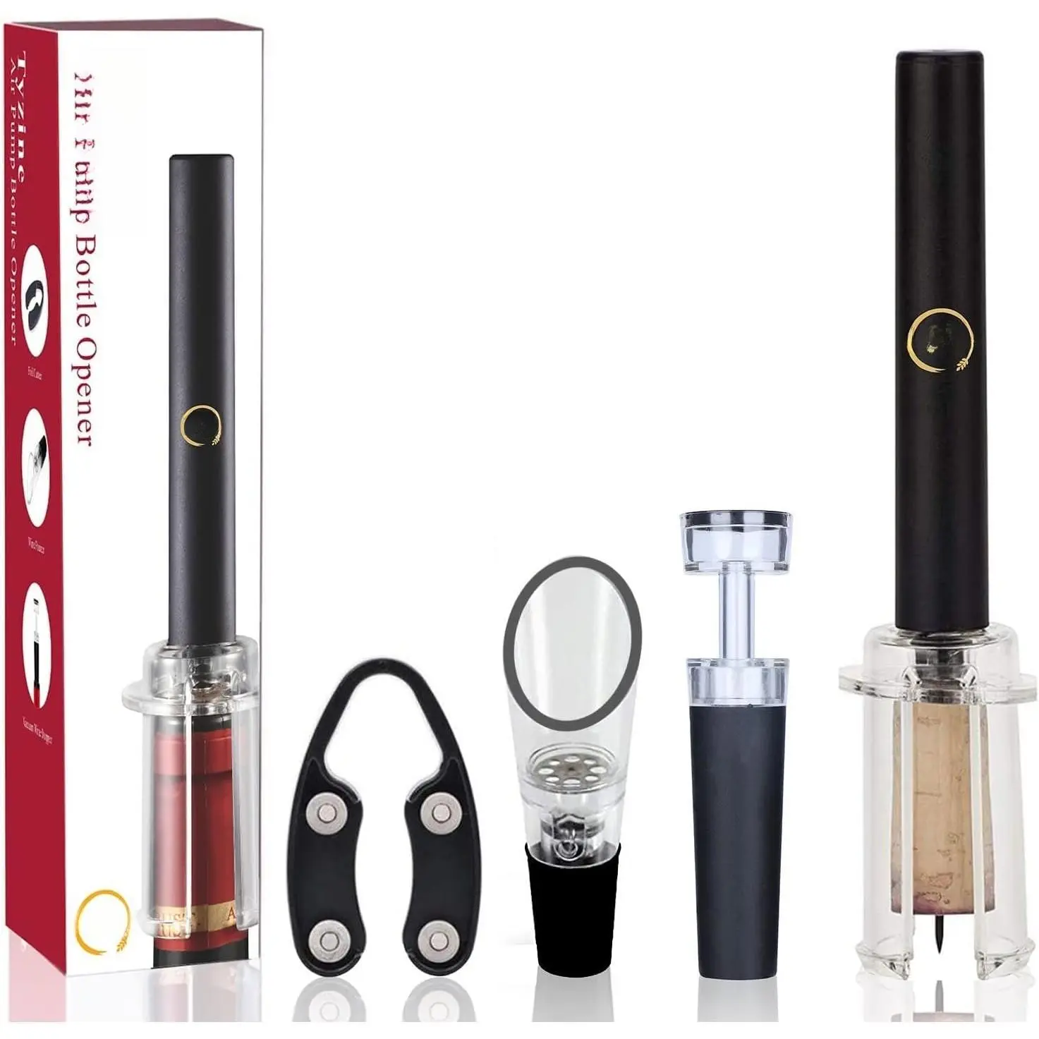 Air  Pump Bottle Opener With ,Aerator Pourer,Vacuum Stopper(4PCS),Simple Cork Remover,Efficient Corkscrew Bottle Opener, For  Lovers,  .