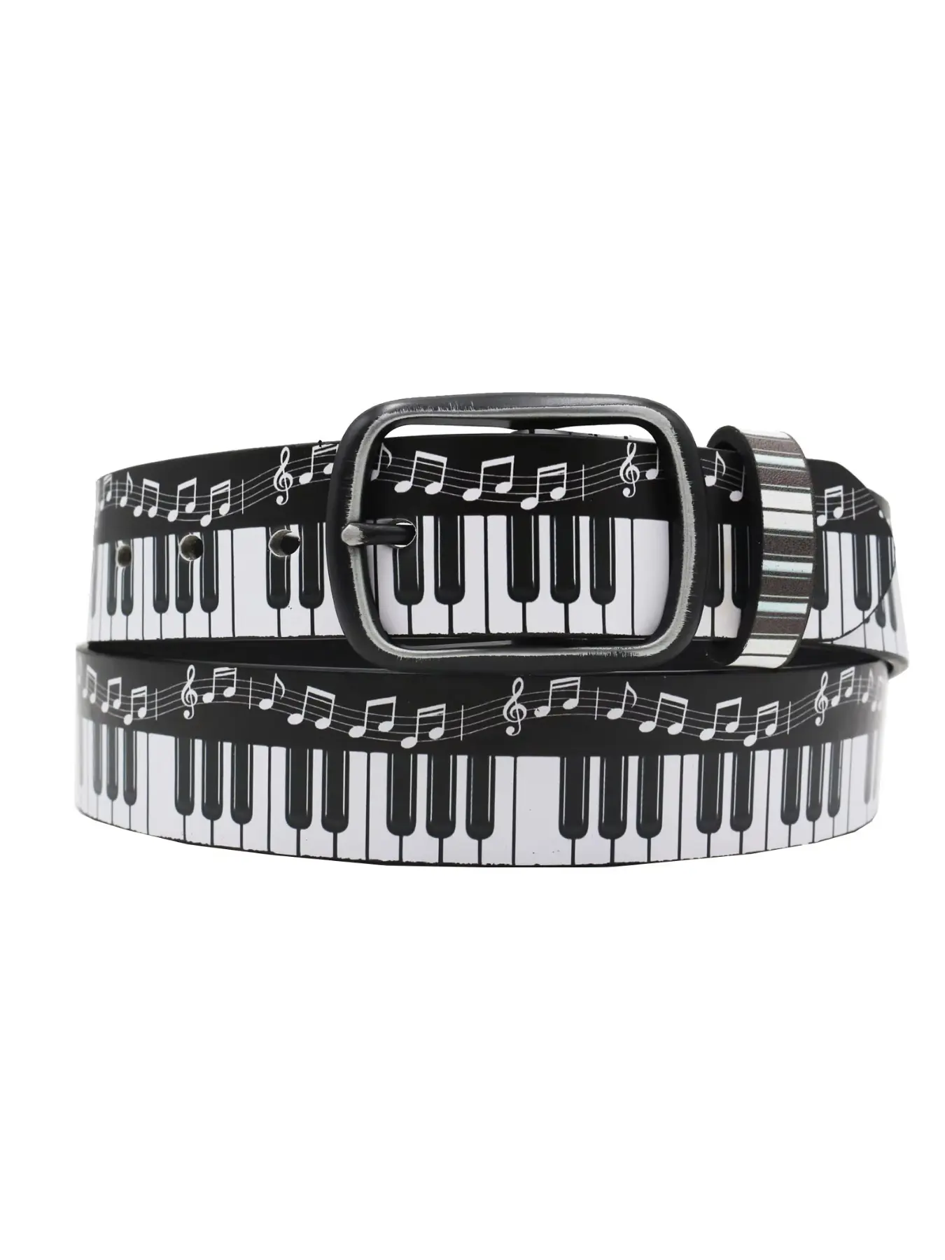 New graffiti 3D piano key print belt, American-style creative graffiti print leather belt