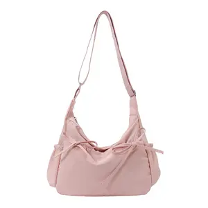 Daily Commute Large Tote Bag |   Cute Bow Design Shoulder Bag |   Casual Solid Color Crossbody Handbag for Shopping