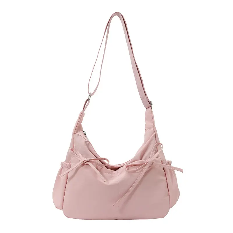 Large Sports & Outdoor Gym Tote Bag, Cute Bow Design Fashion Crossbody Shoulder Bag for Women, Casual Solid Color Daily Commute & Shopping, Crossbody Shoulder Bags
