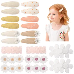 20PCS Cute Baby Snap Hair Cips for Girls, Floral Print Non Slip Wrapped Snap Hairpins for Hair Barrettes Hair Accessories for Baby Toddler Girls Kids