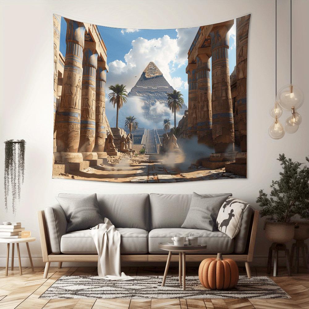 Egyptian Pyramids Wall Tapestry, Large Boho Decor for Bedroom Living Room, Aesthetic Vintage Egypt Art for Apartment Dorm Home Decor